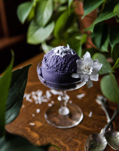 Vegan Blueberry Lavender No-Churn Ice Cream